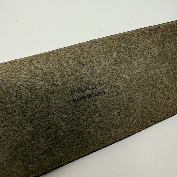 Prada Gold O Ring Black Leather Wide Waist Belt Size 36/90 Made in Italy - Picture 7 of 9